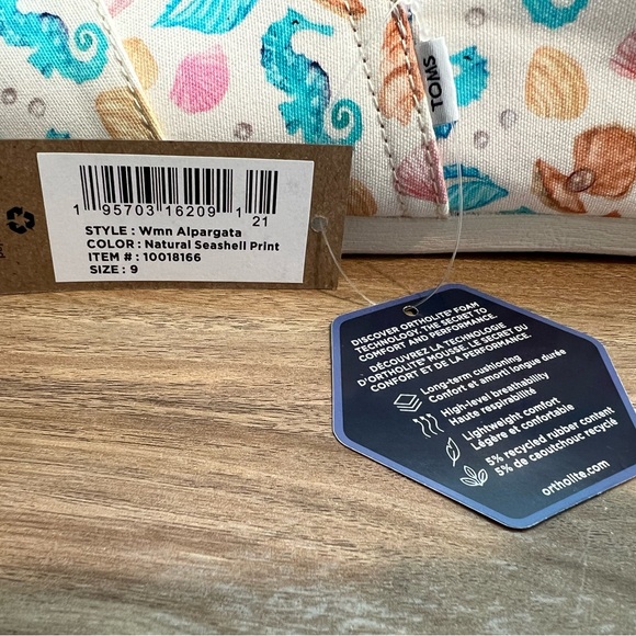 NWT TOMS Women's Natural Seashell Print Alpargata Slip-On Shoes - size 9 - Picture 10 of 12